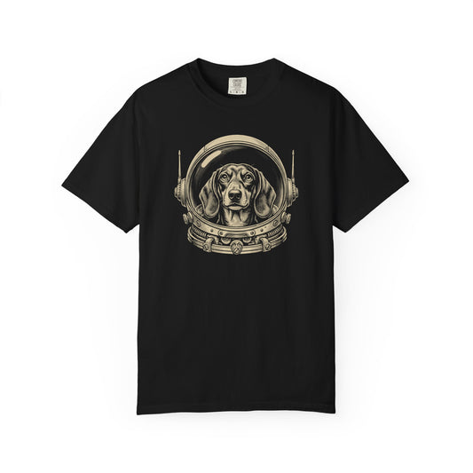 Astronaut Dachshund T-Shirt in Black from When Dogs Fly