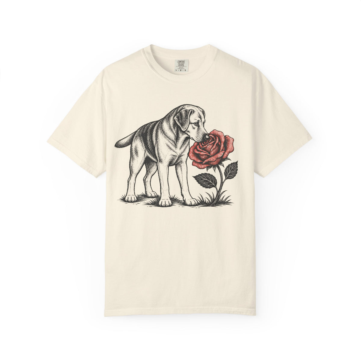 A Nose for Roses Labrador Retriever T-Shirt in Ivory from When Dogs Fly