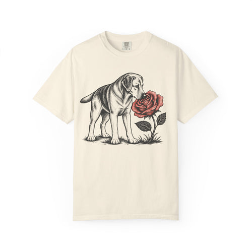 A Nose for Roses Labrador Retriever T-Shirt in Ivory from When Dogs Fly