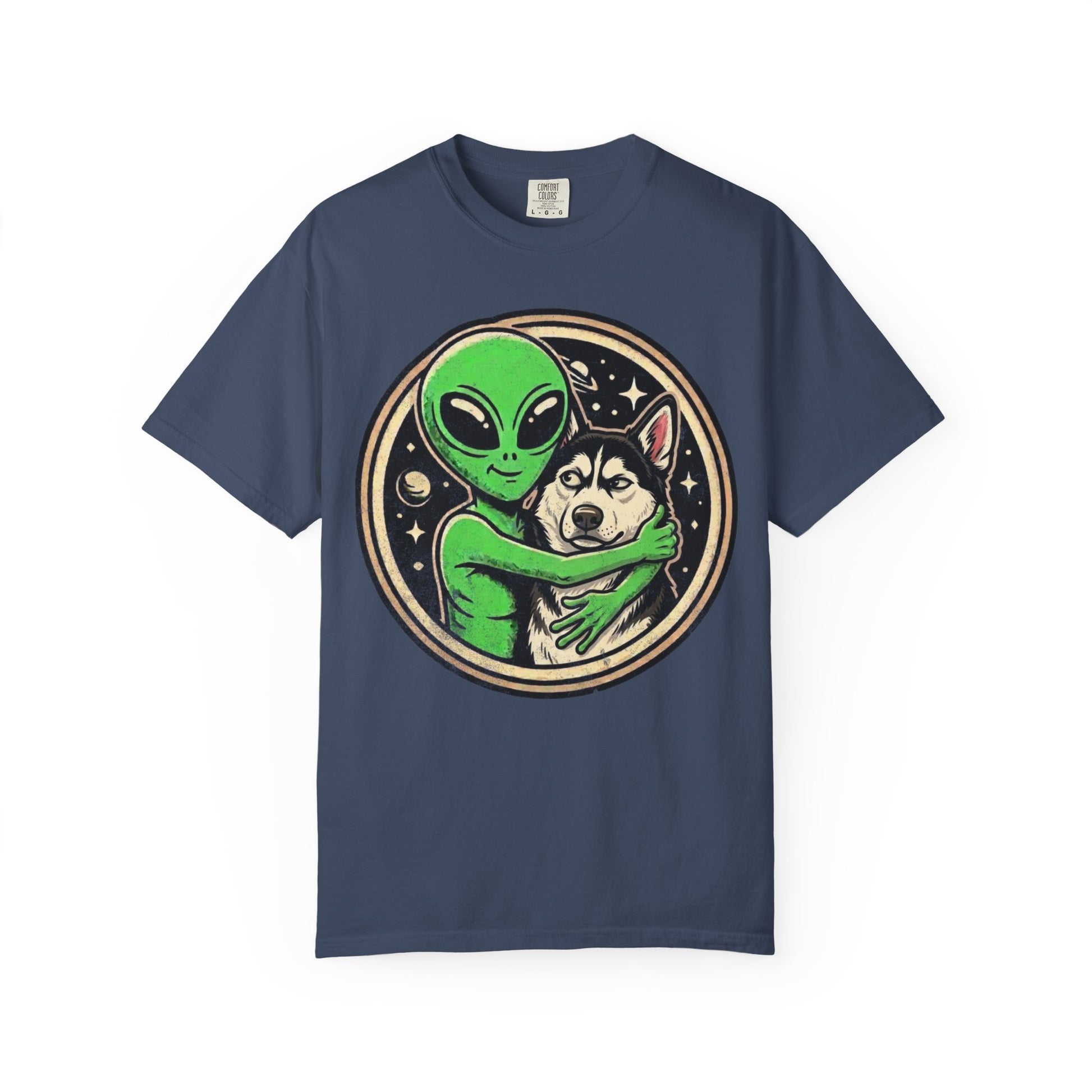 Every Alien Needs a Siberian Husky T-Shirt in Midnight from When Dogs Fly