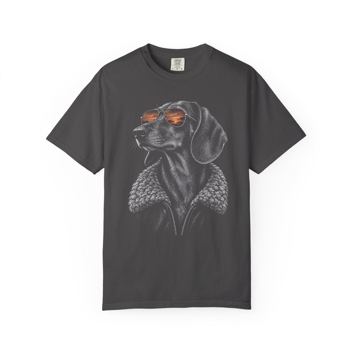 Sunset Aviator Dachshund T-Shirt in Graphite from When Dogs Fly