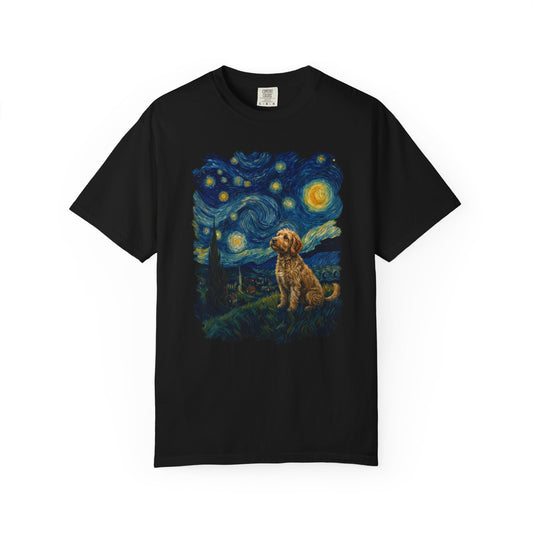 Starry Night Labradoodle T-Shirt in Black from When Dogs Fly