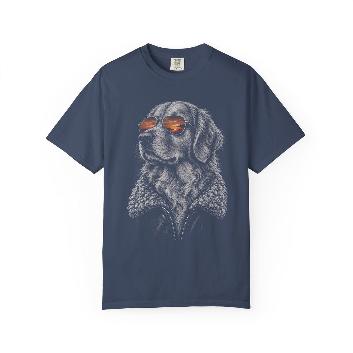 Sunset Aviator Golden Retriever T-Shirt in Midnight from When Dogs Fly