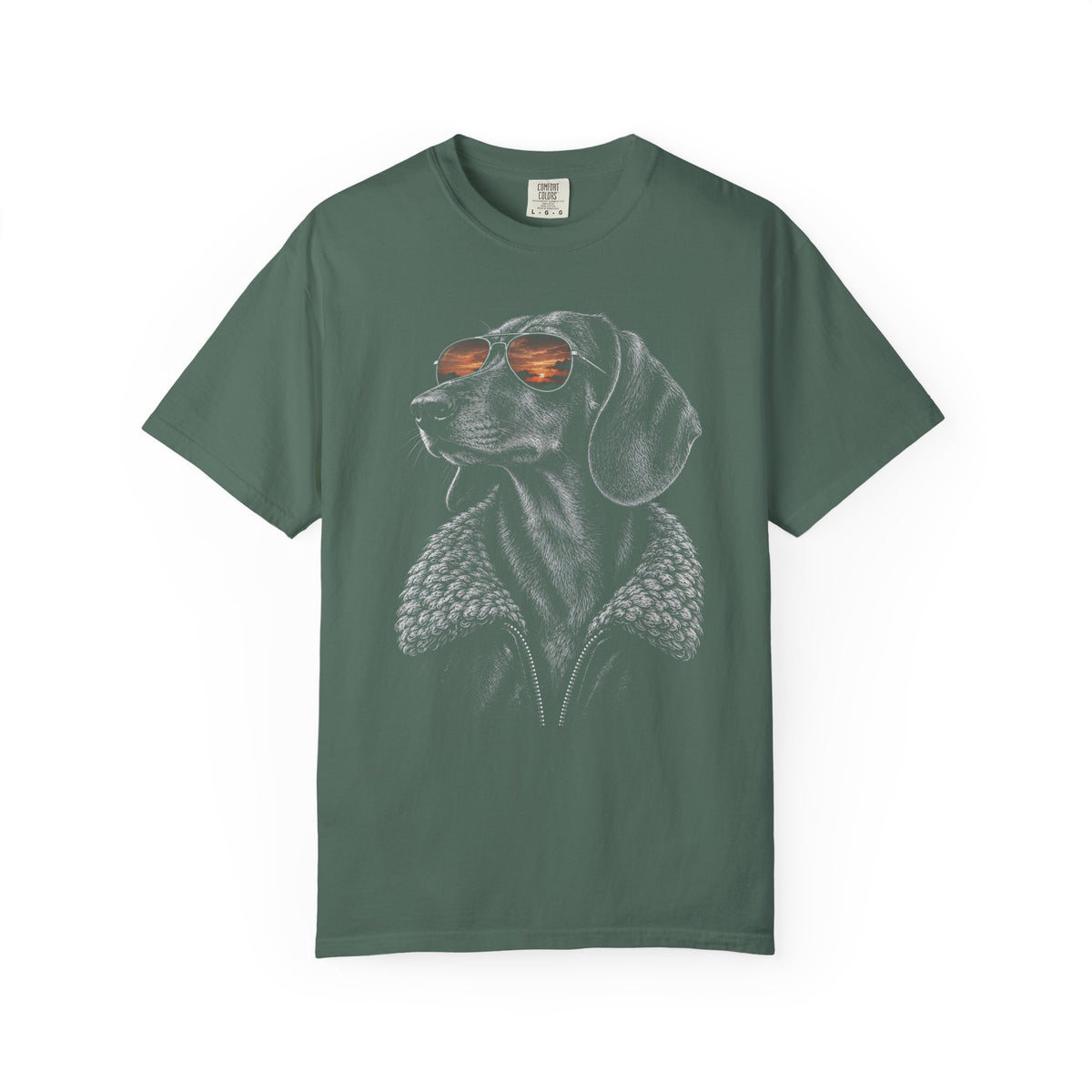 Sunset Aviator Dachshund T-Shirt in Blue Spruce from When Dogs Fly