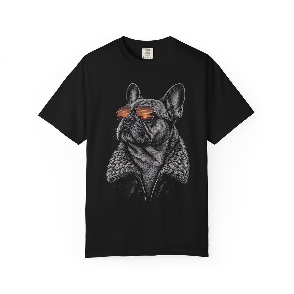 Sunset Aviator French Bulldog T-Shirt in Black from When Dogs Fly