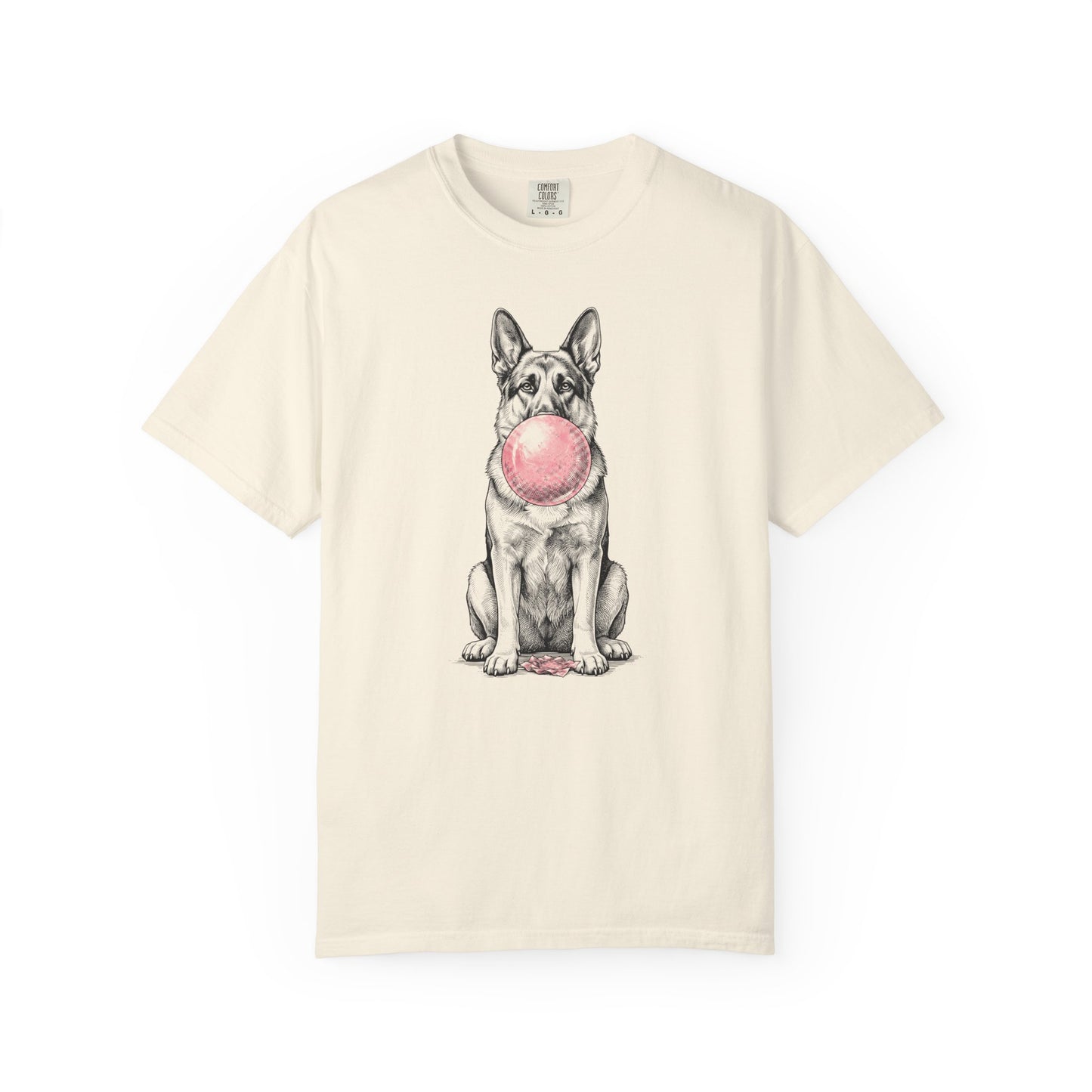 Bubblegum German Shepherd T-Shirt in Ivory from When Dogs Fly