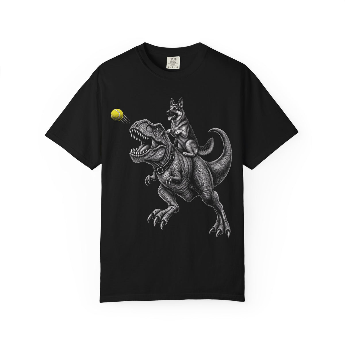 Jurassic Fetch German Shepherd T-Shirt in Black from When Dogs Fly