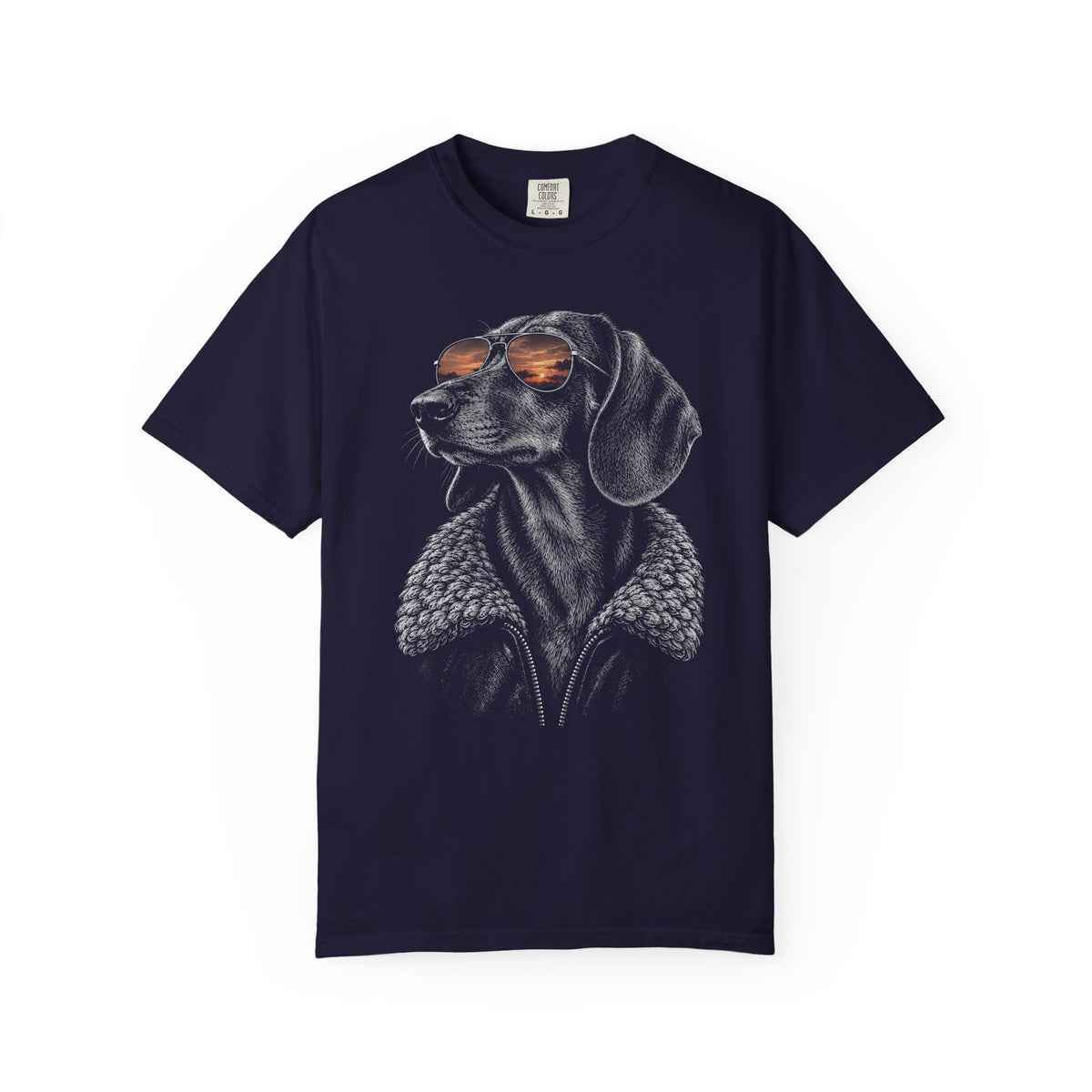 Sunset Aviator Dachshund T-Shirt in True Navy from When Dogs Fly