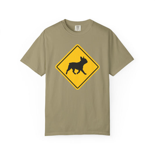 French Bulldog Dog Crossing T-Shirt in Khaki from When Dogs Fly
