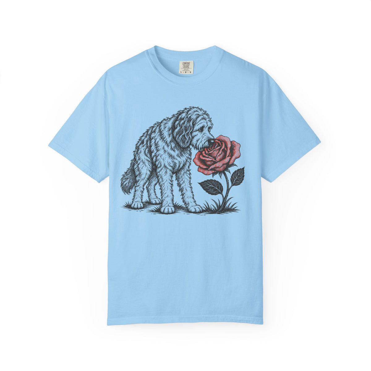 A Nose for Roses Doodle T-Shirt in Hydrangea from When Dogs Fly