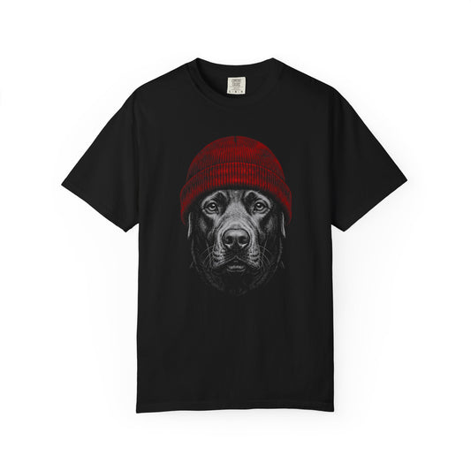 Red Beanie Labrador Retriever T-Shirt