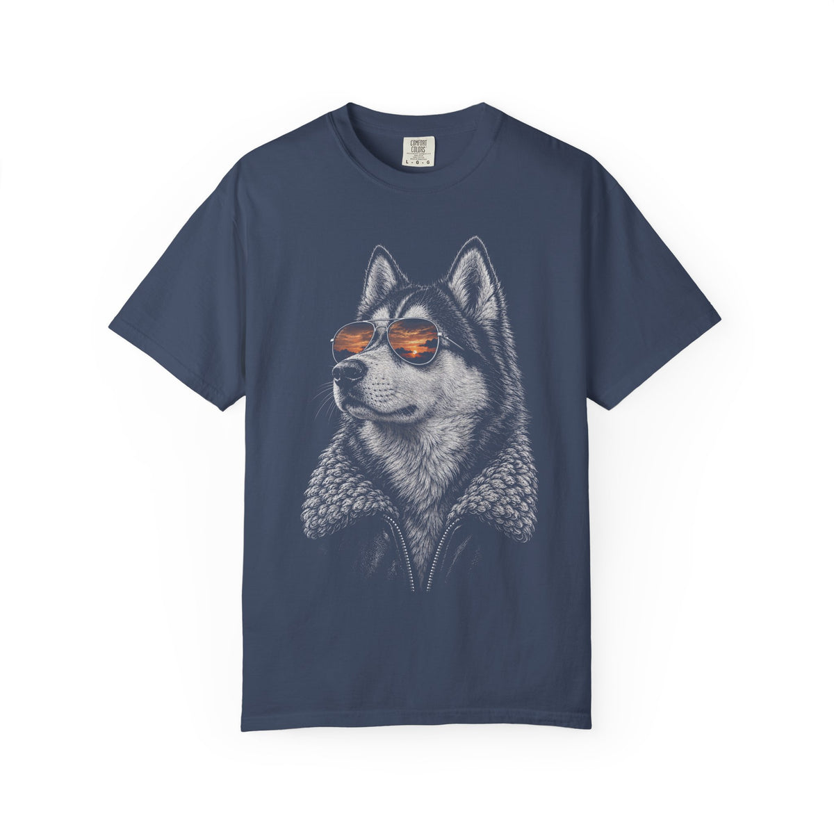 Sunset Aviator Siberian Husky T-Shirt in Midnight from When Dogs Fly