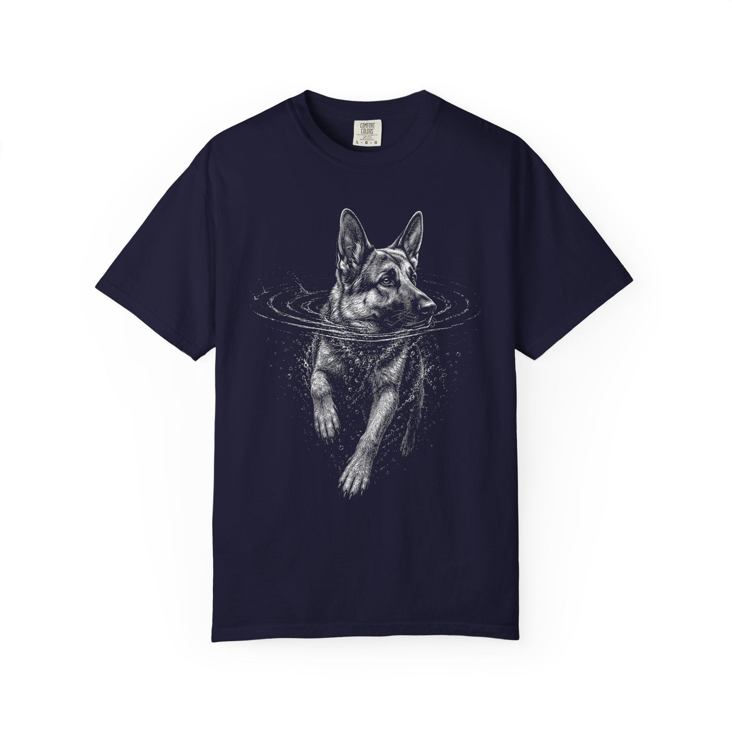 German Shepherd Dog Paddle T-Shirt in True Navy from When Dogs Fly