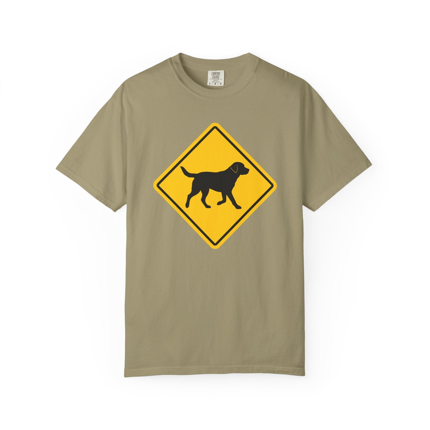 Labrador Retriever Dog Crossing T-Shirt in Khaki from When Dogs Fly