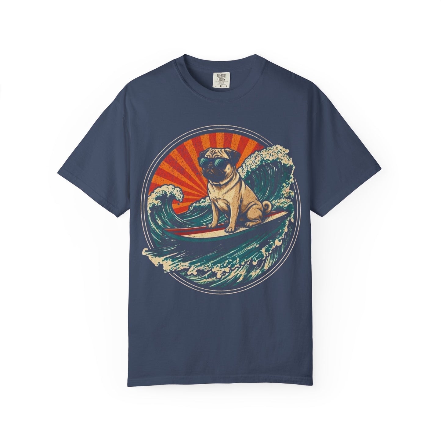 Surf's Up, Pug T-Shirt in Midnight from When Dogs Fly