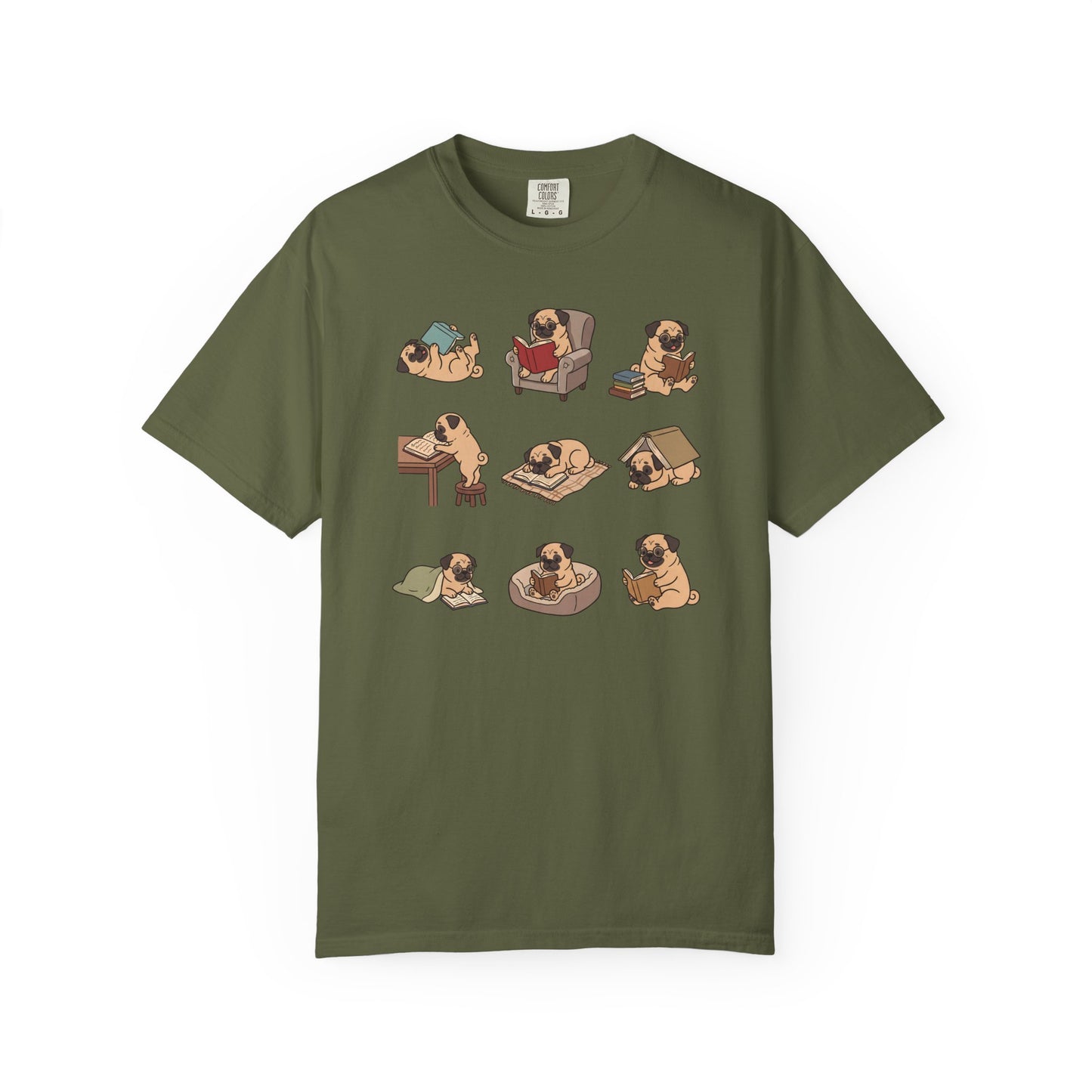 Pug Book Club T-Shirt in Hemp from When Dogs Fly