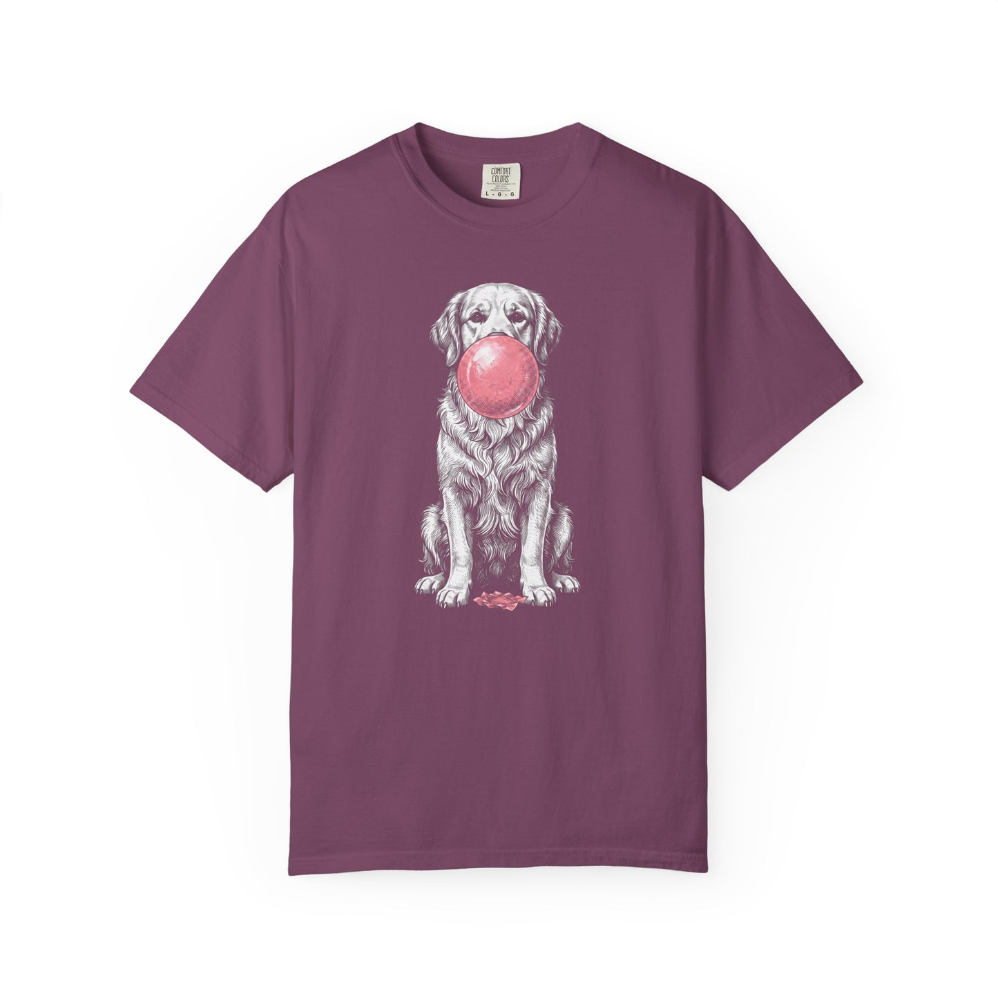 Bubblegum Golden Retriever T-Shirt in Berry from When Dogs Fly
