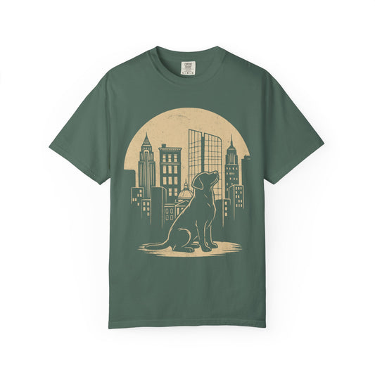 Big City Labrador Retriever T-Shirt in Blue Spruce from When Dogs Fly