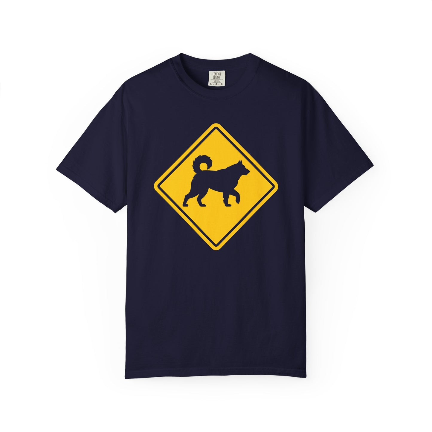 Siberian Husky Dog Crossing T-Shirt in True Navy from When Dogs Fly
