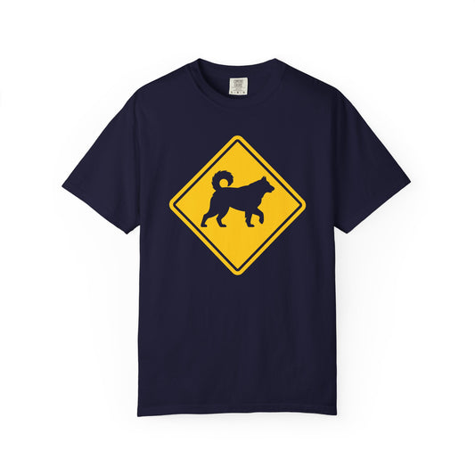 Siberian Husky Dog Crossing T-Shirt in True Navy from When Dogs Fly