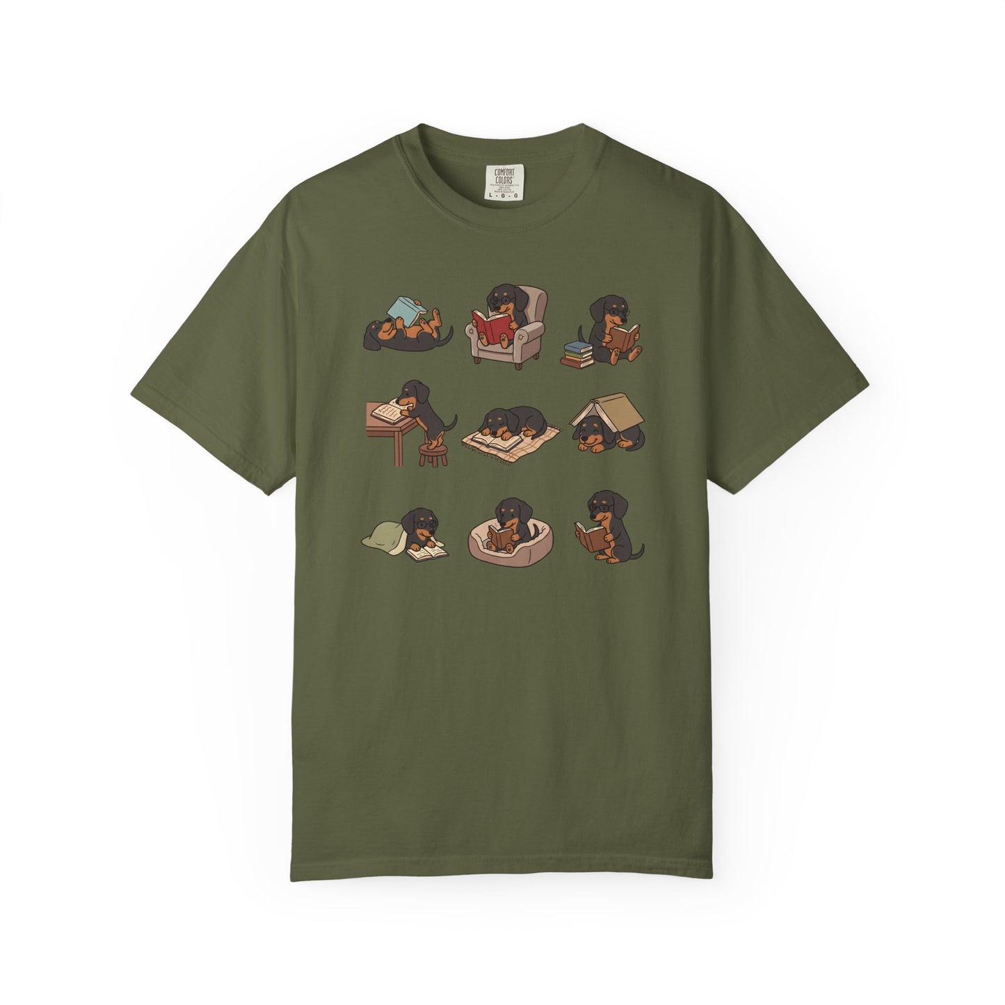 Dachshund Book Club T-Shirt in Hemp from When Dogs Fly