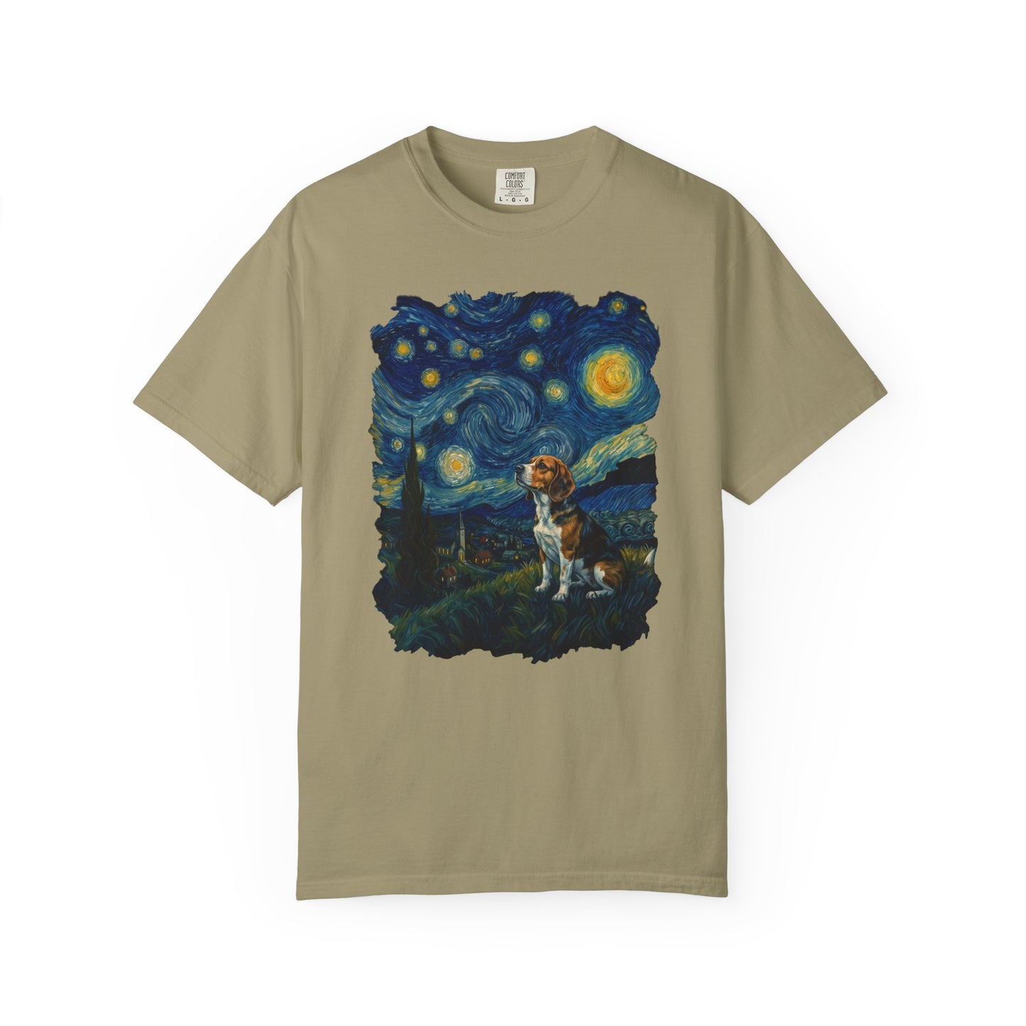 Starry Night Beagle T-Shirt in Khaki from When Dogs Fly