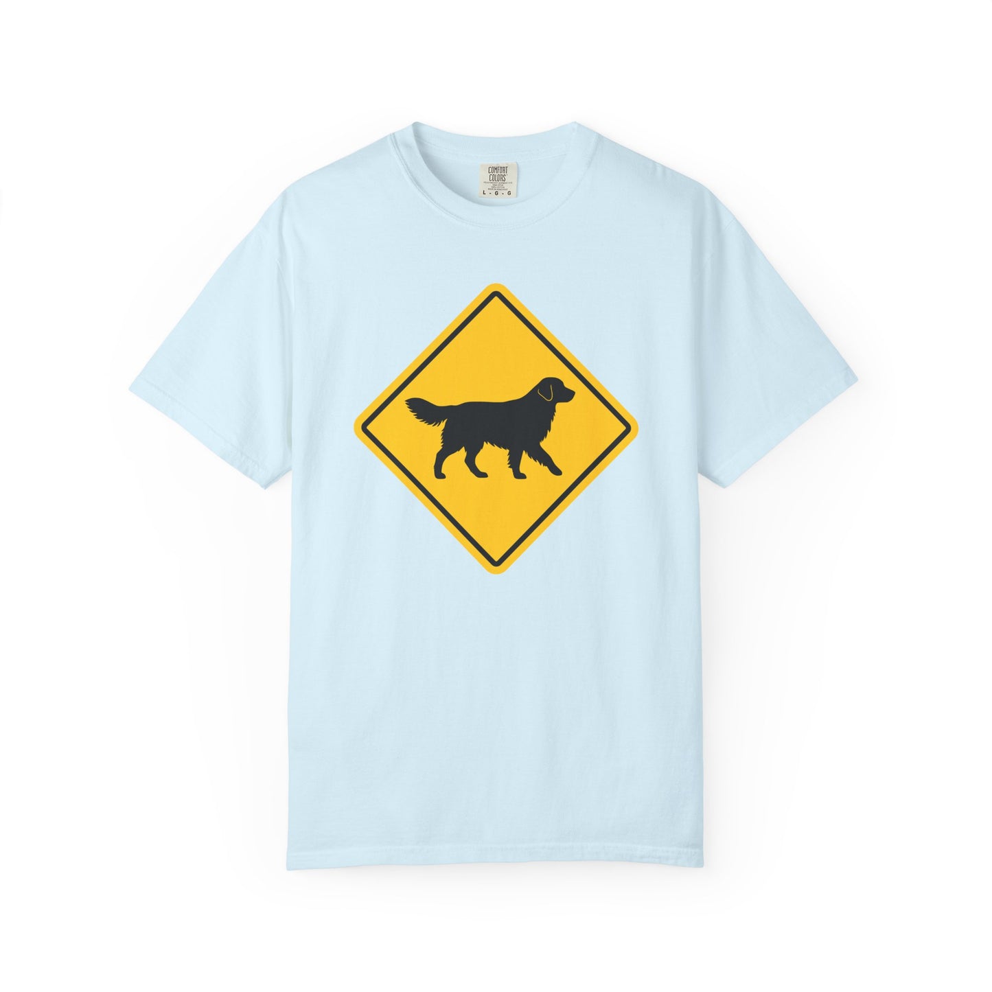 Golden Retriever Dog Crossing T-Shirt in Chambray from When Dogs Fly