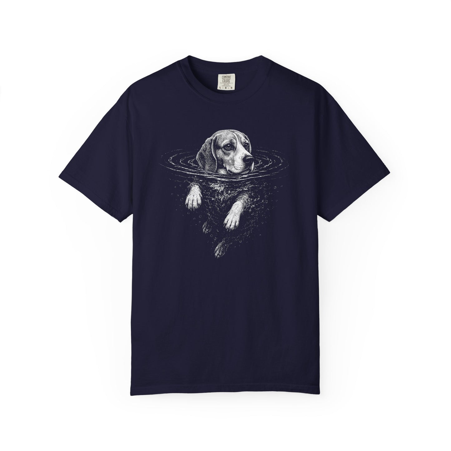 Beagle Dog Paddle T-Shirt in True Navy from When Dogs Fly