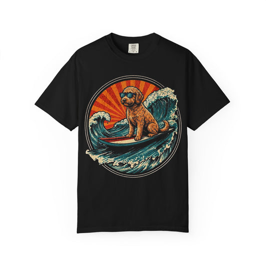 Surf's Up, Labradoodle T-Shirt in Black from When Dogs Fly