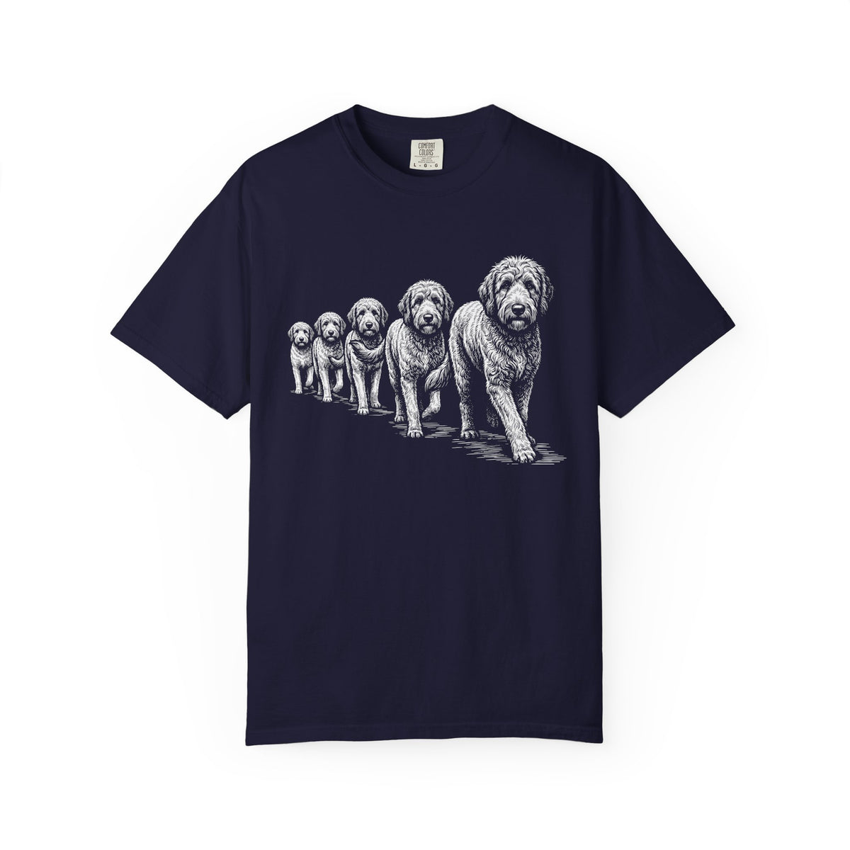 Marching Labradoodles T-Shirt in True Navy from When Dogs Fly