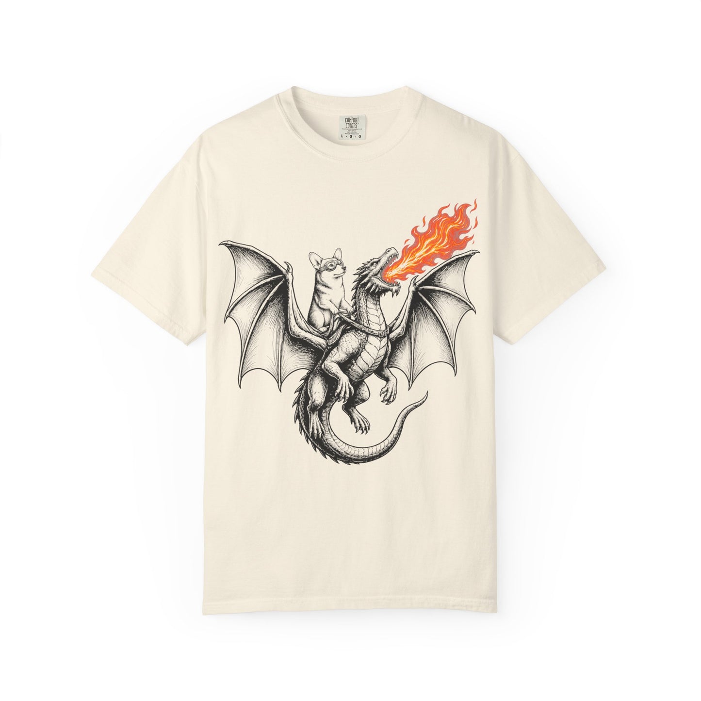 Dragon Riding Corgi T-Shirt in Ivory from When Dogs Fly