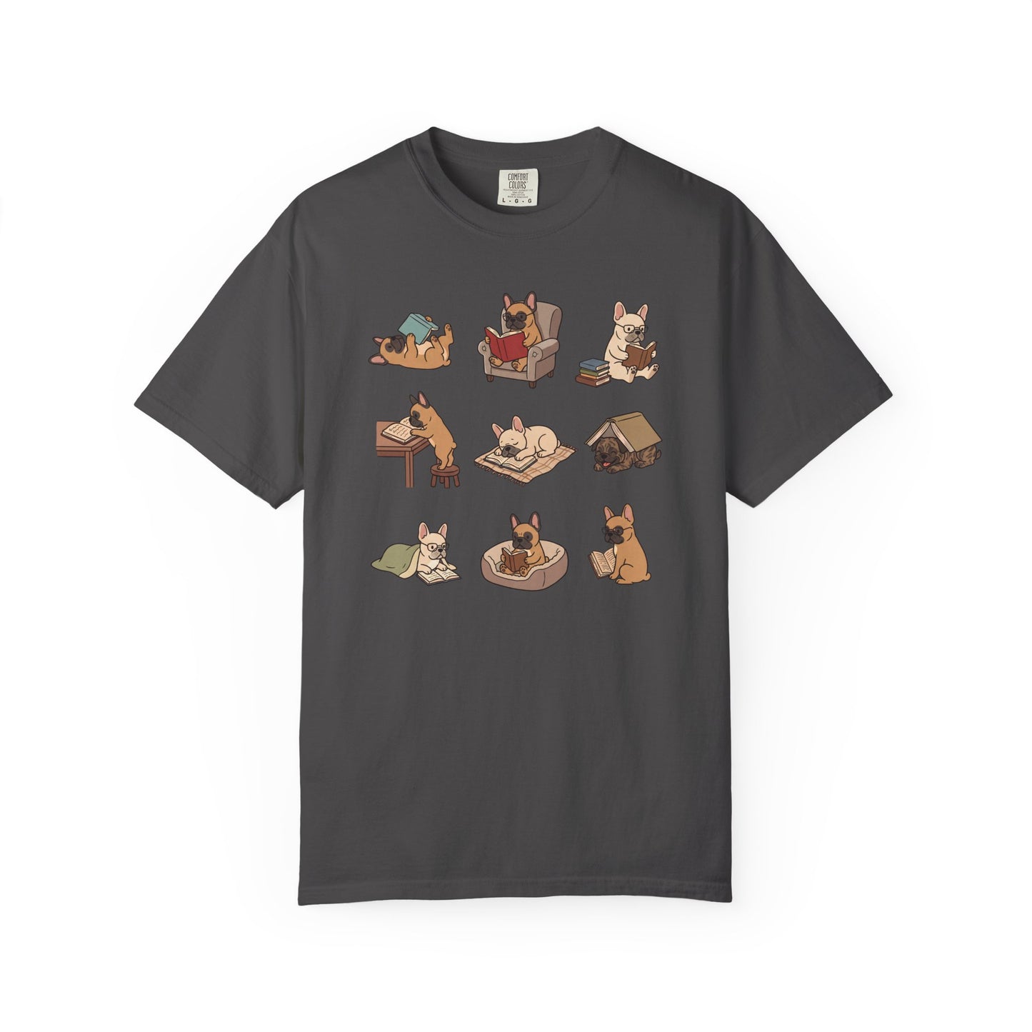 French Bulldog Book Club T-Shirt in Graphite from When Dogs Fly