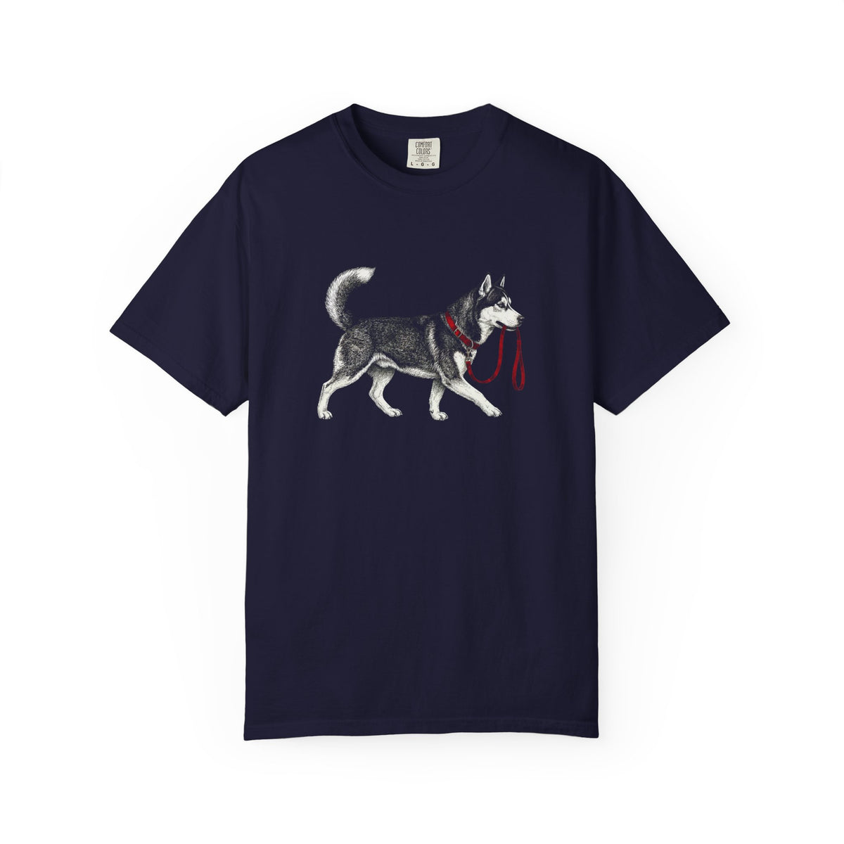 Never Walk Alone Siberian Husky T-Shirt in True Navy from When Dogs Fly