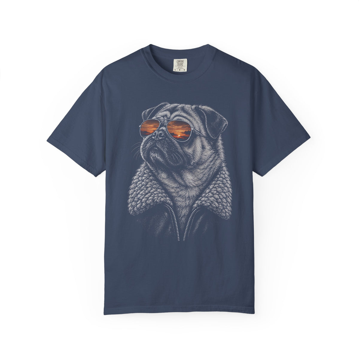 Sunset Aviator Pug T-Shirt in Midnight from When Dogs Fly