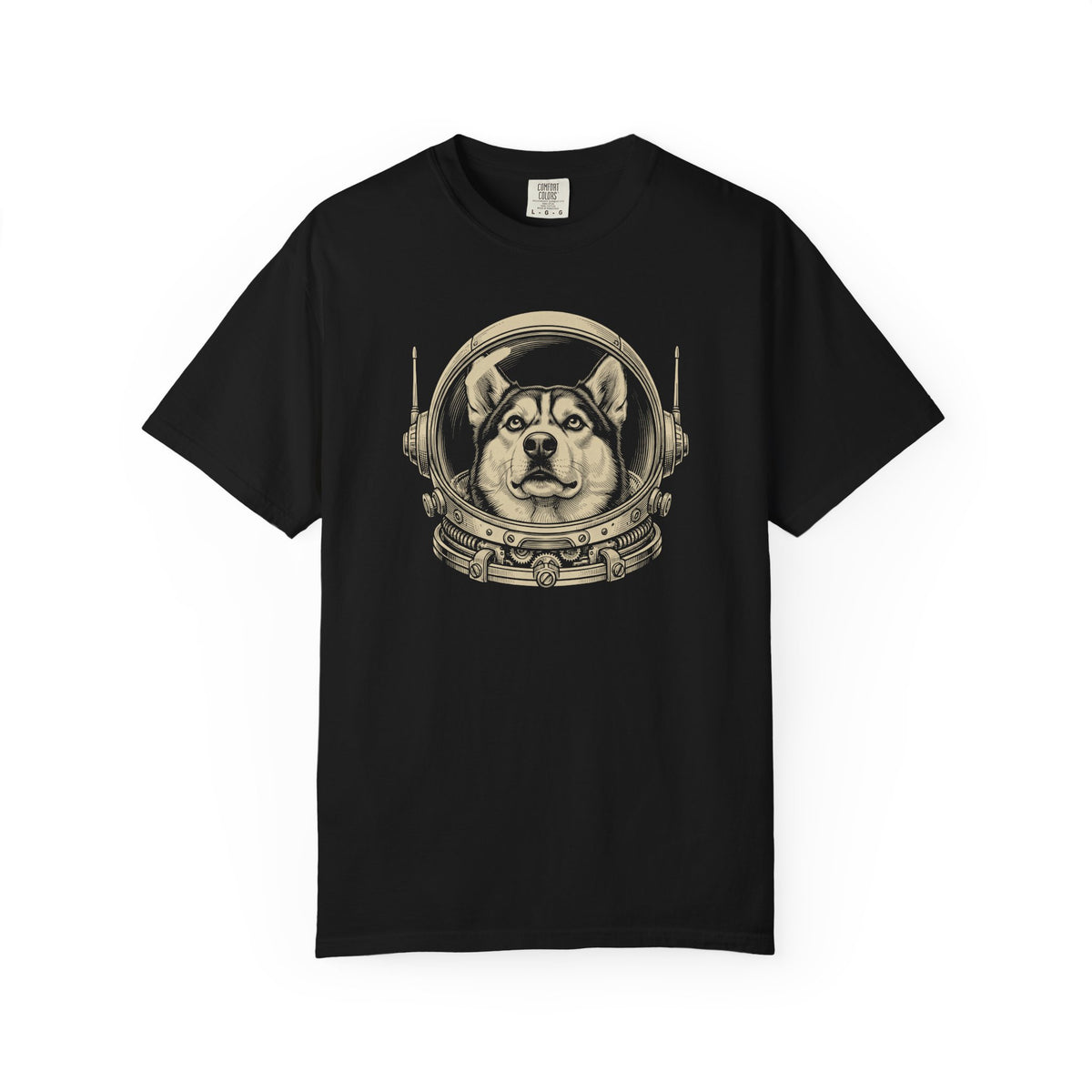 Astronaut Siberian Husky T-Shirt in Black from When Dogs Fly