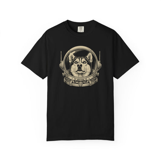 Astronaut Siberian Husky T-Shirt in Black from When Dogs Fly