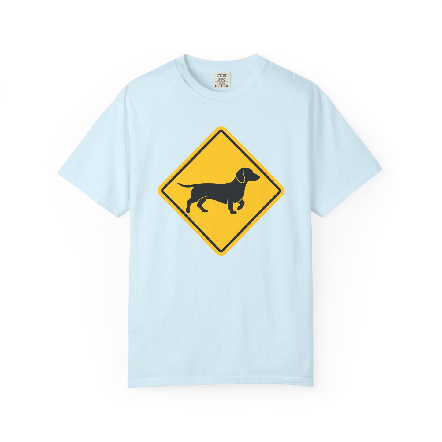 Dachshund Dog Crossing T-Shirt in Chambray from When Dogs Fly