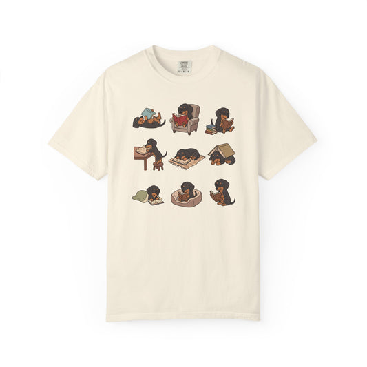 Dachshund Book Club T-Shirt in Ivory from When Dogs Fly