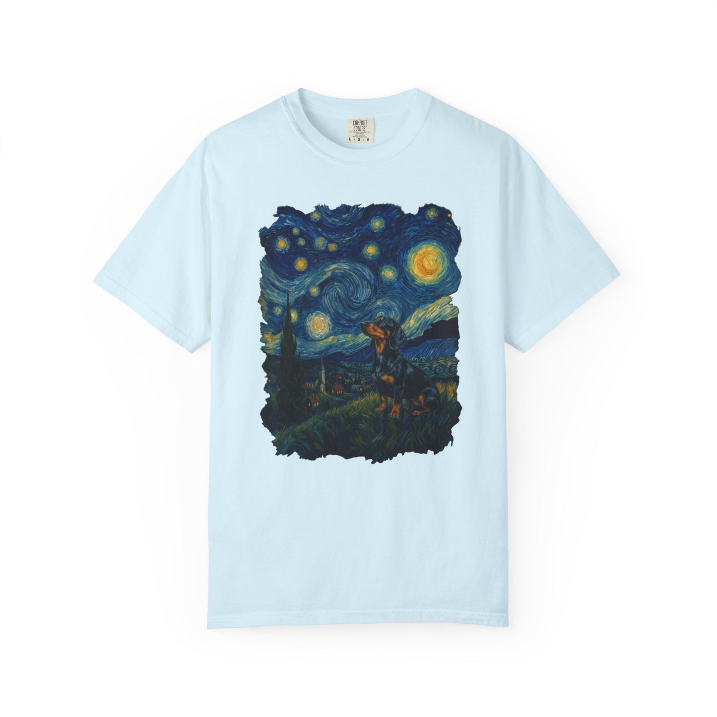 Starry Night Dachshund T-Shirt in Chambray from When Dogs Fly