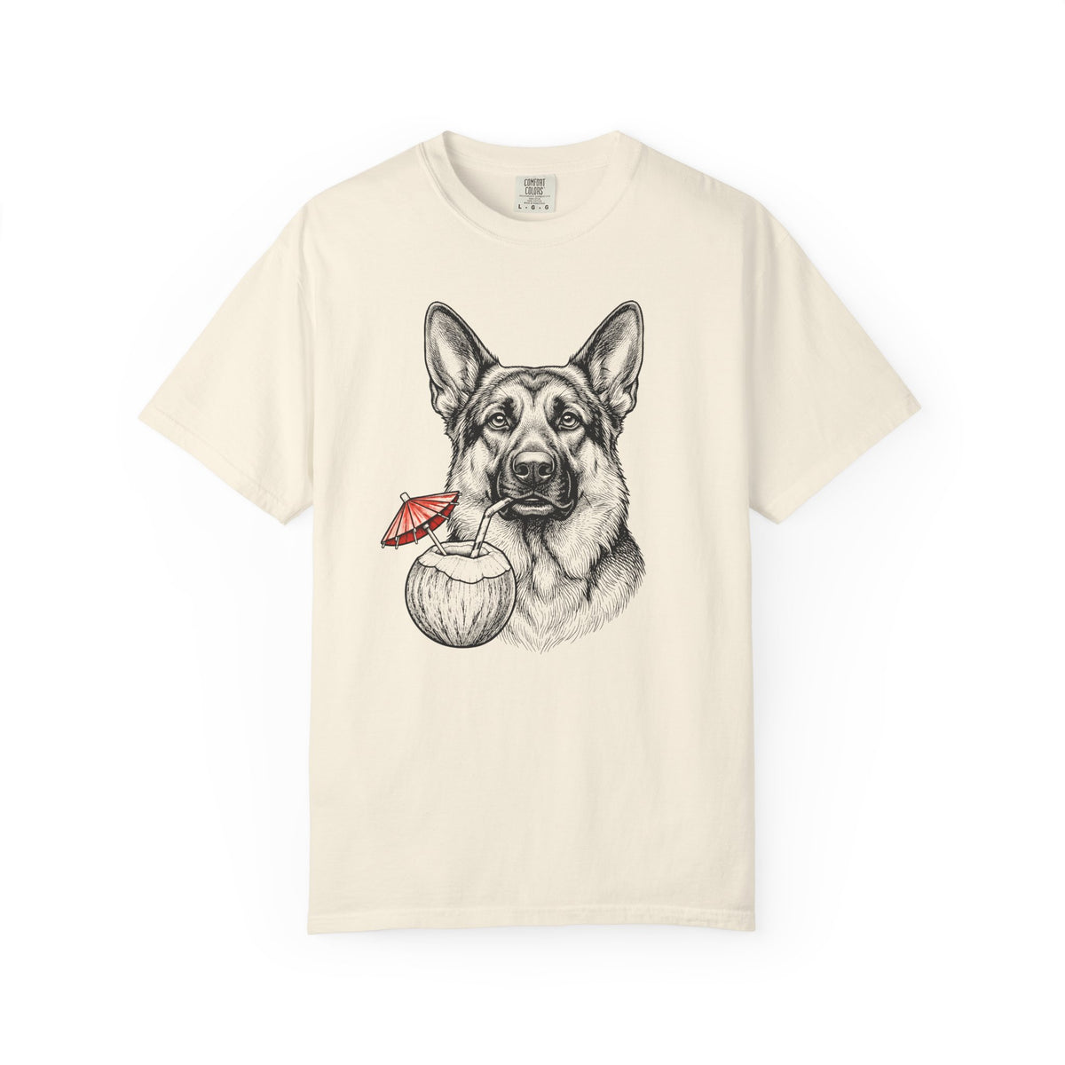 Island Time German Shepherd T-Shirt in Ivory from When Dogs Fly