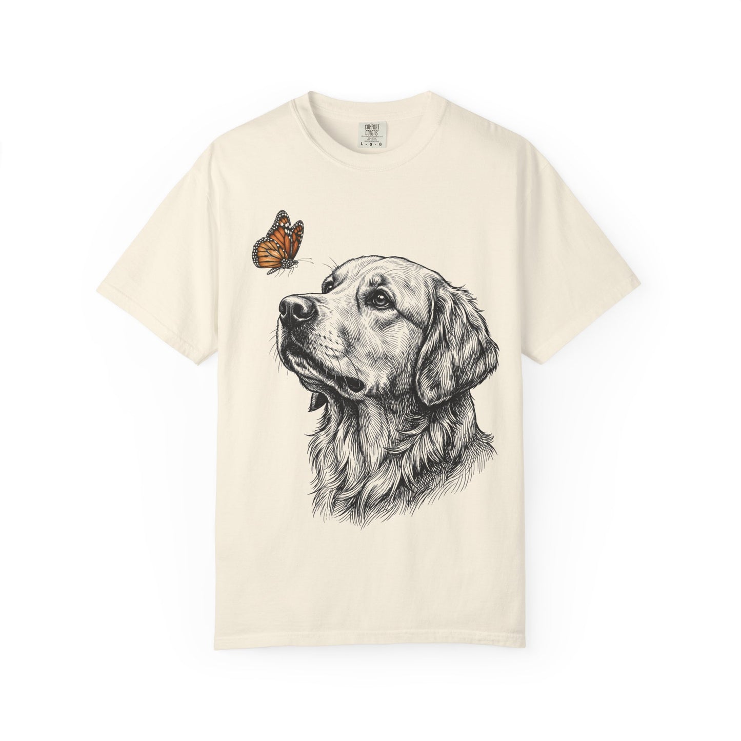 Hello Butterfly Golden Retriever T-Shirt in Ivory from When Dogs Fly
