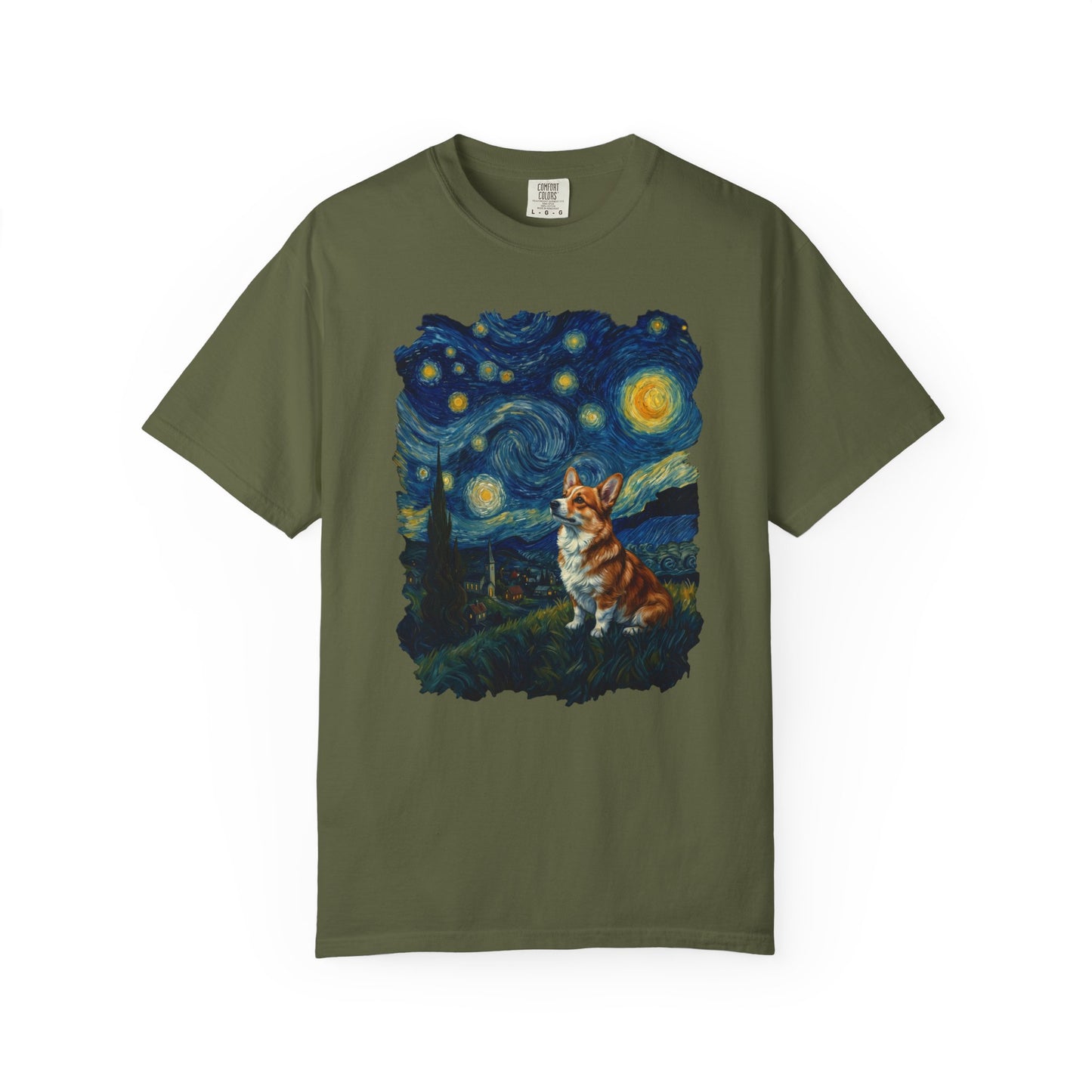 Starry Night Corgi T-Shirt in Hemp from When Dogs Fly