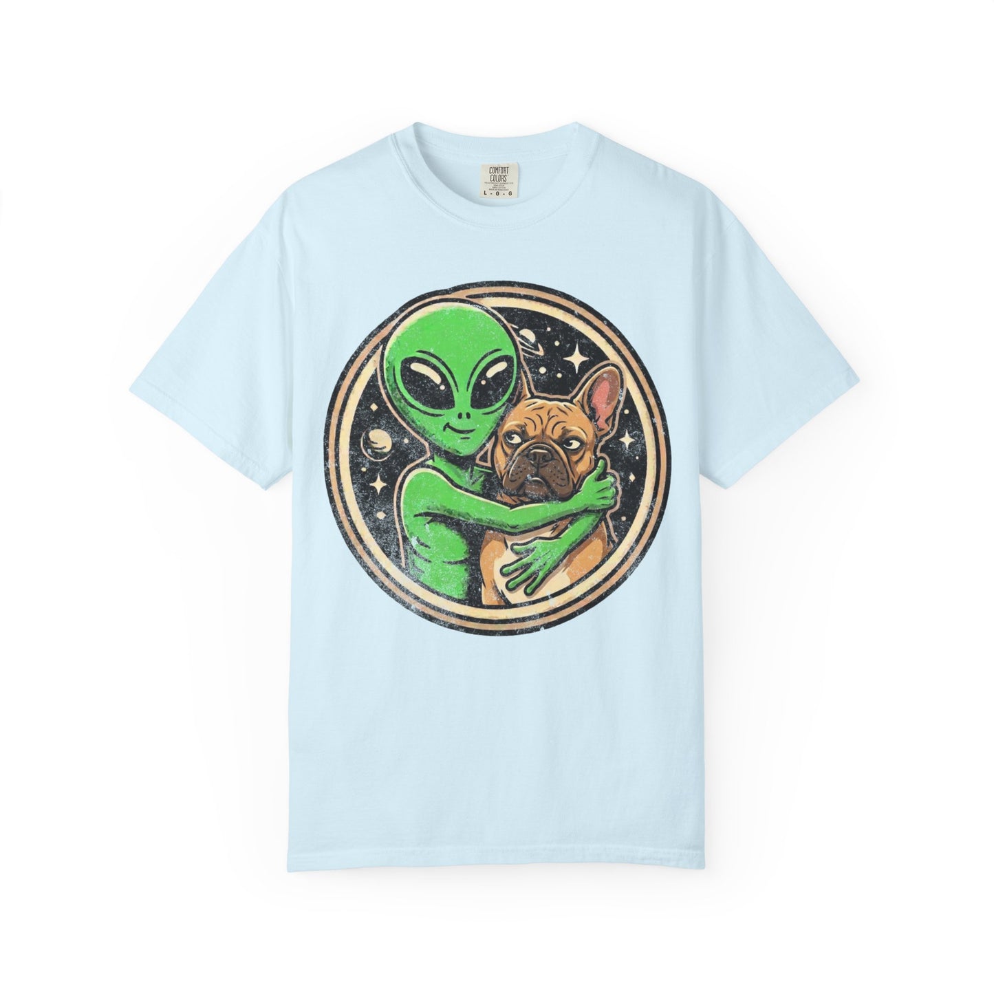 Every Alien Needs a French Bulldog T-Shirt in Chambray from When Dogs Fly