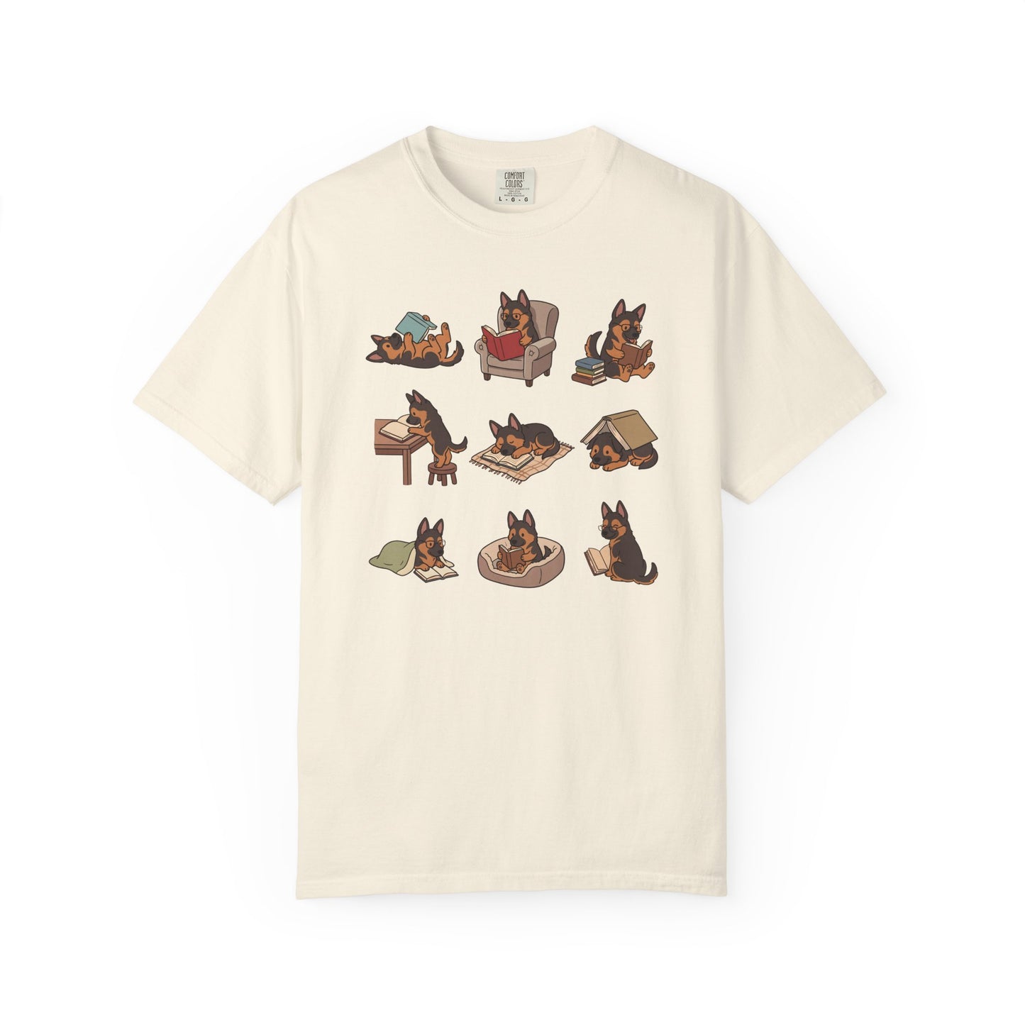 German Shepherd Book Club T-Shirt in Ivory from When Dogs Fly