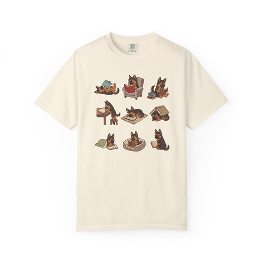 German Shepherd Book Club T-Shirt in Ivory from When Dogs Fly