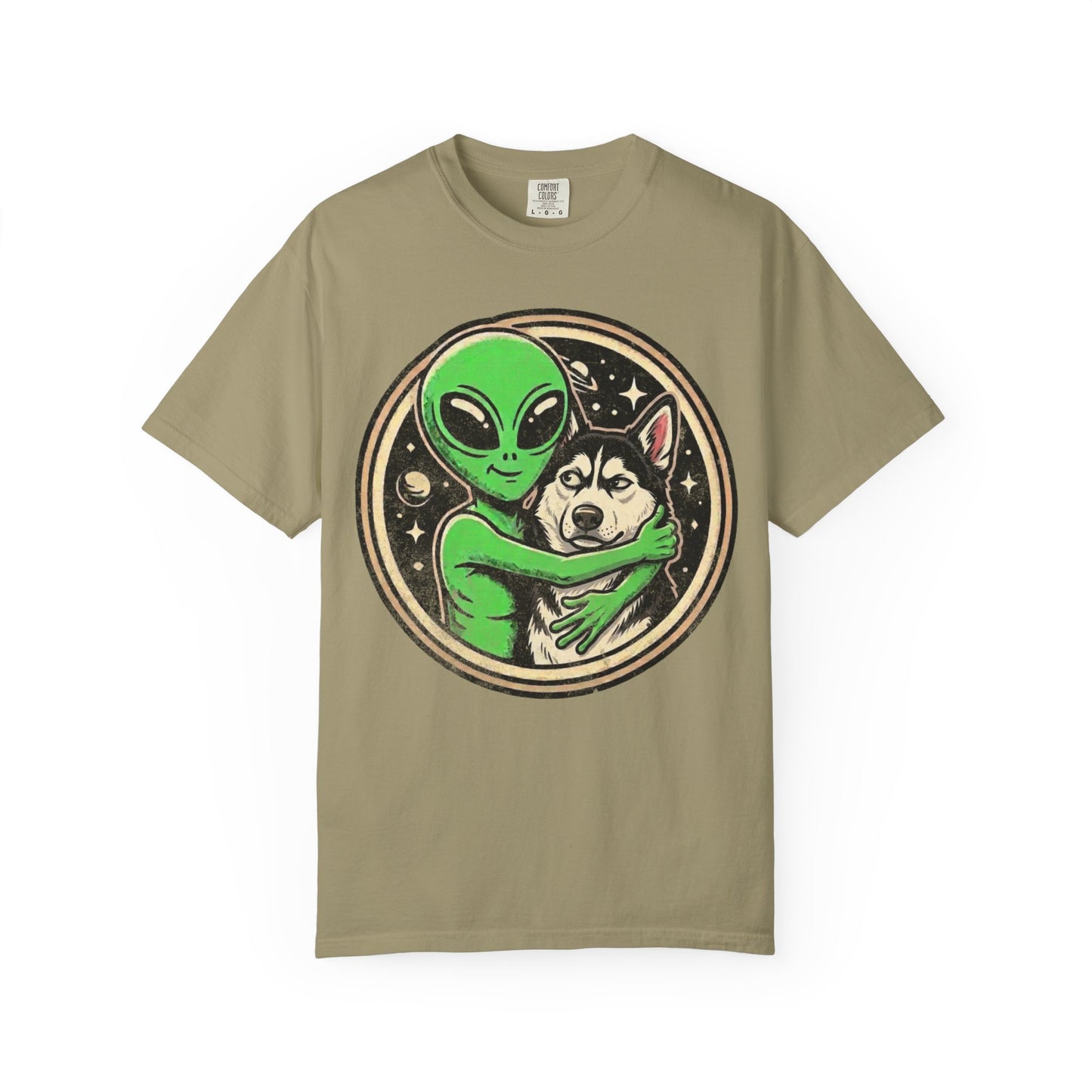 Every Alien Needs a Siberian Husky T-Shirt in Khaki from When Dogs Fly