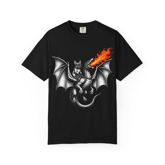 Dragon Riding French Bulldog T-Shirt in Black from When Dogs Fly