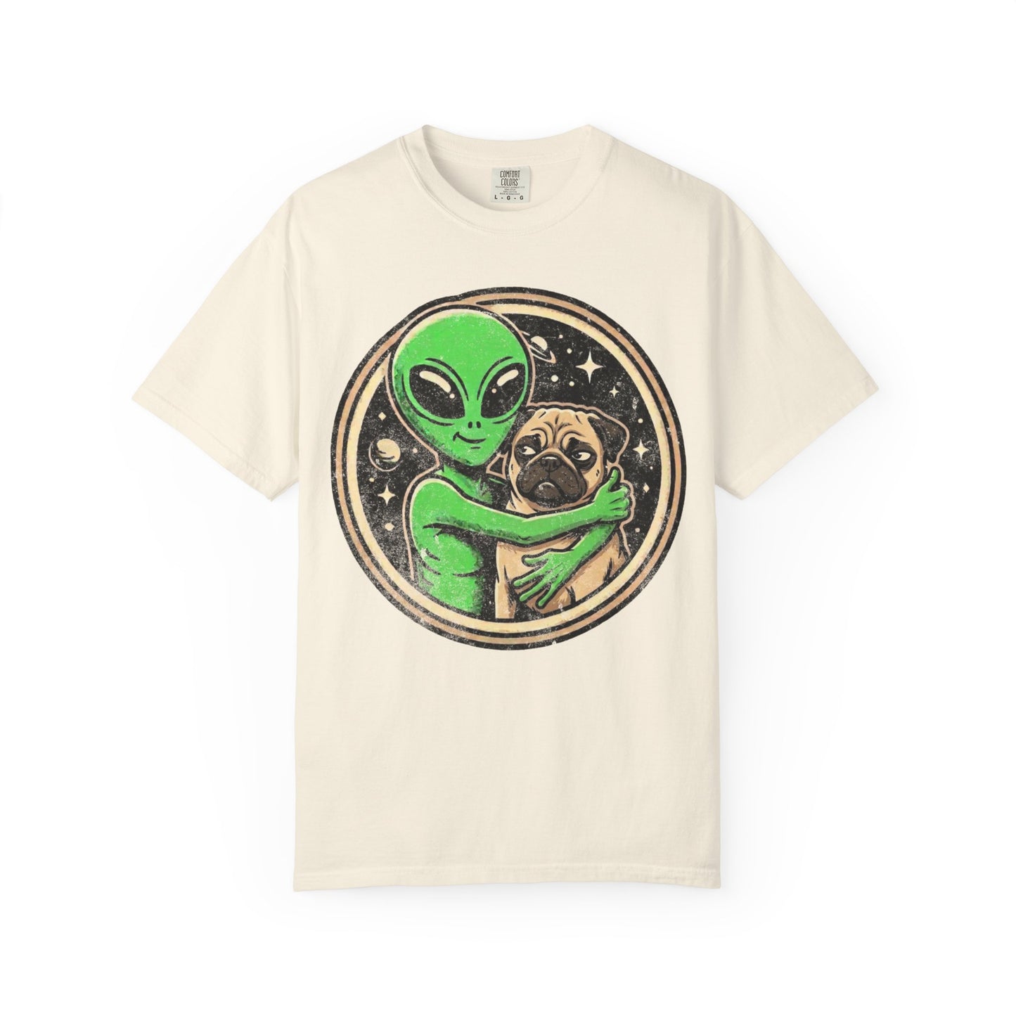 Every Alien Needs a Pug T-Shirt in Ivory from When Dogs Fly