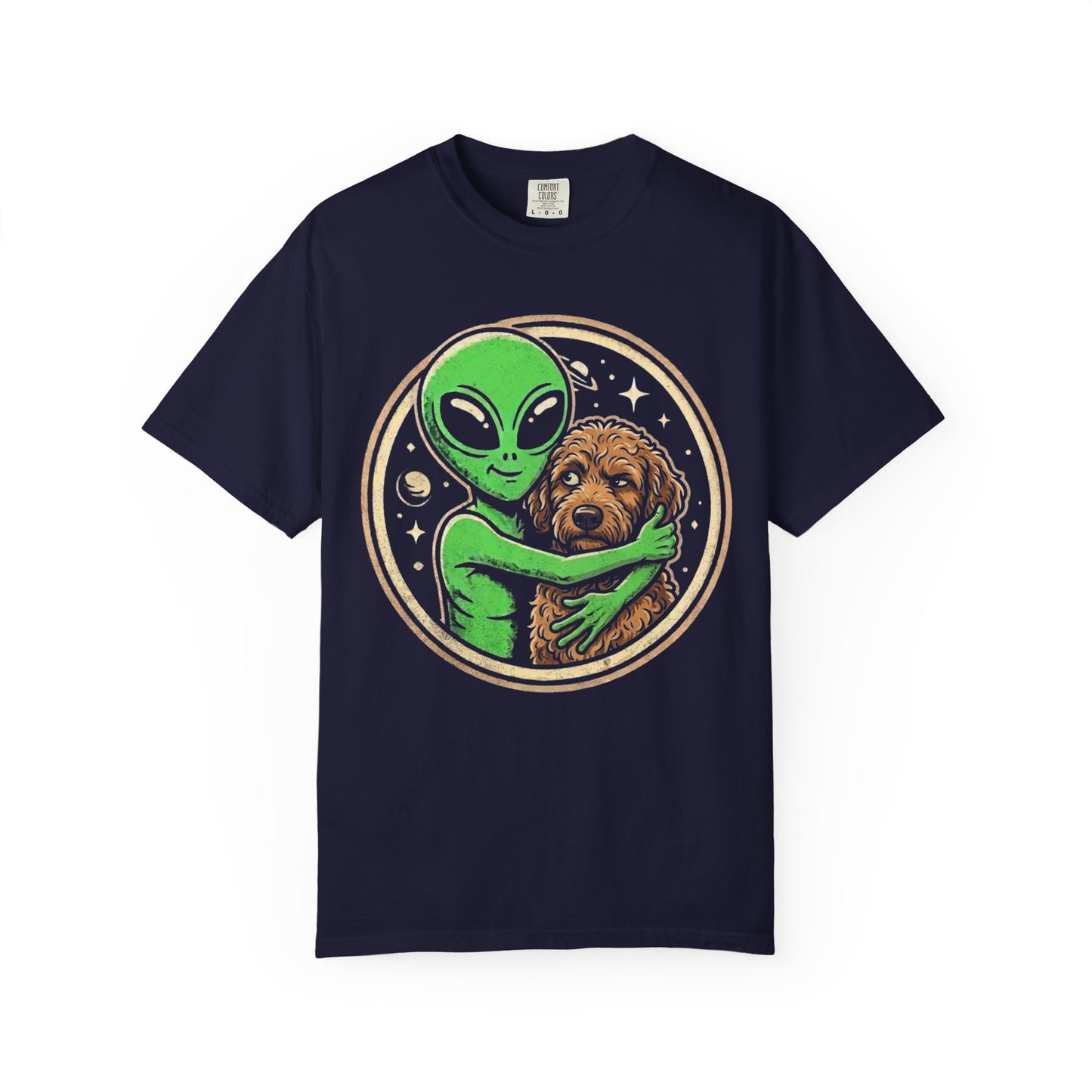 Every Alien Needs a Labradoodle T-Shirt in True Navy from When Dogs Fly