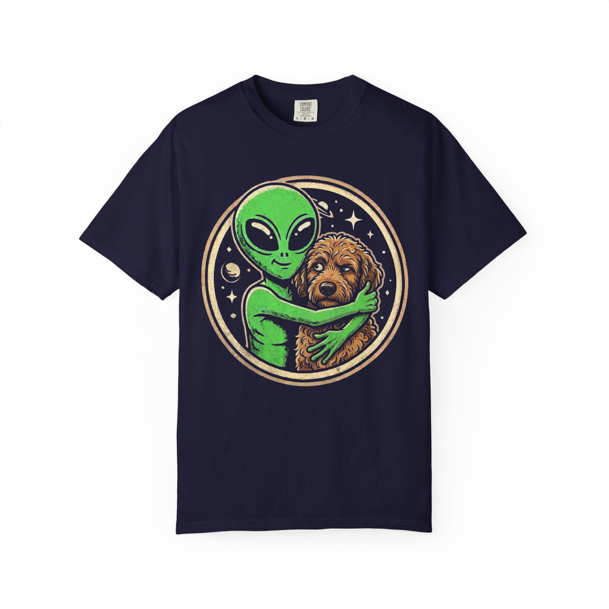 Every Alien Needs a Labradoodle T-Shirt in True Navy from When Dogs Fly